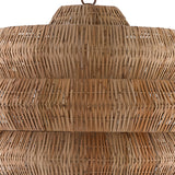 Rustic 5 Tiers Rattan Drum Chandelier Adjustable Height Image - 8