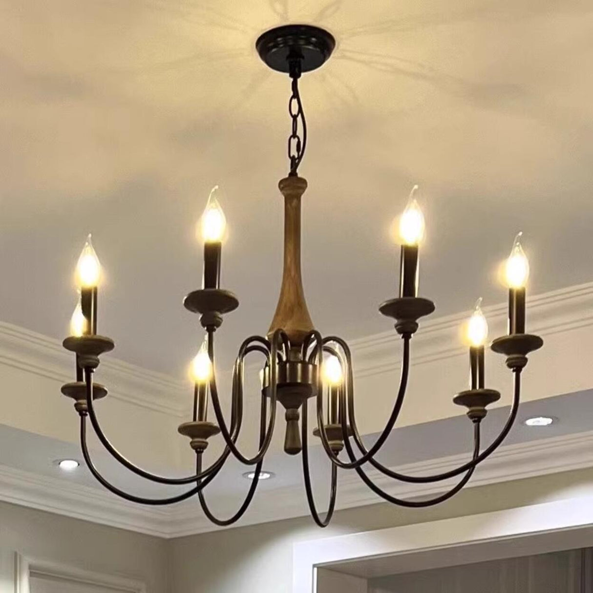 Rustic Adjustable Height Chain Candelabra Chandelier Image - 5