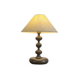 Rustic and Textured Fabric Lampshade Wooden Table Lamp Image - 7