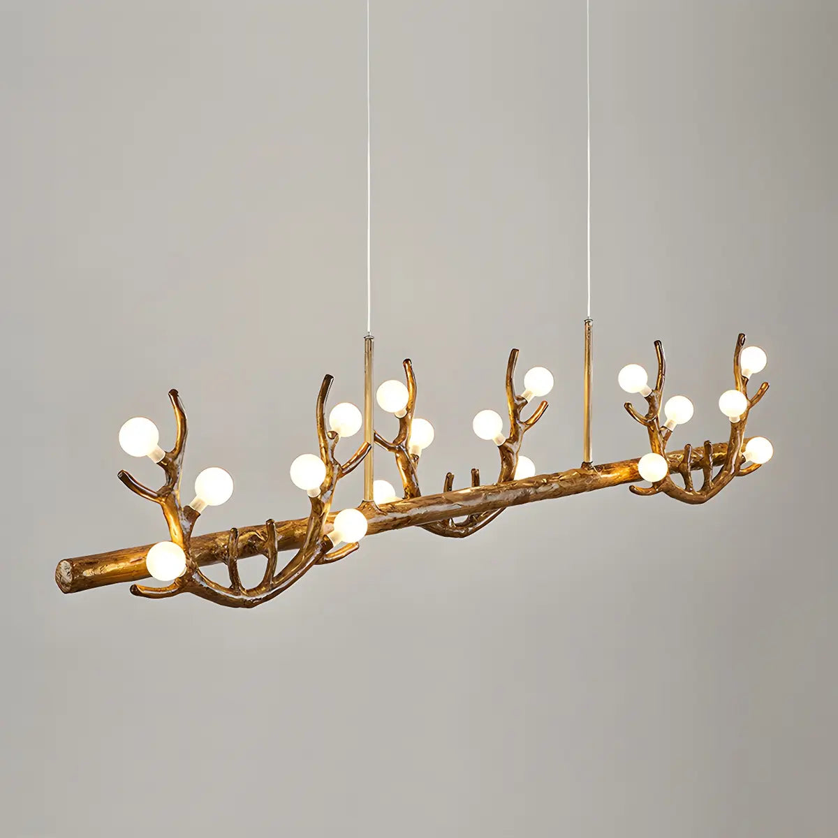 Rustic Antler Branch Resin Dining Chandelier Brown Large Image - 8