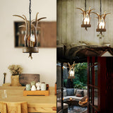 Rustic Antler Horn Resin Wood Chandelier Pendant Lights Image - 3