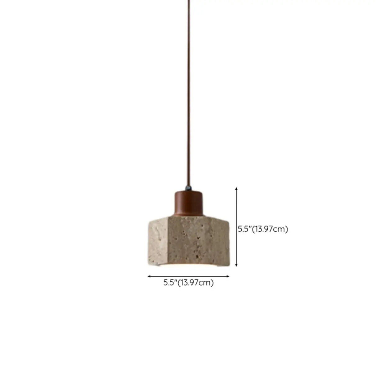 Rustic Bedroom Khaki Square Stone Pendant Light 