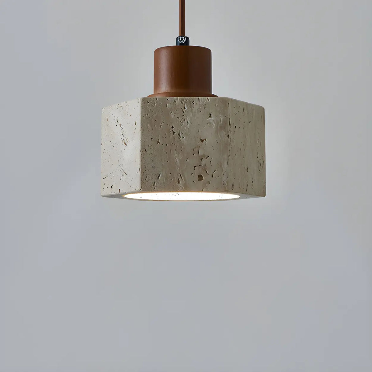 Rustic Bedroom Khaki Square Stone Pendant Light Image - 5