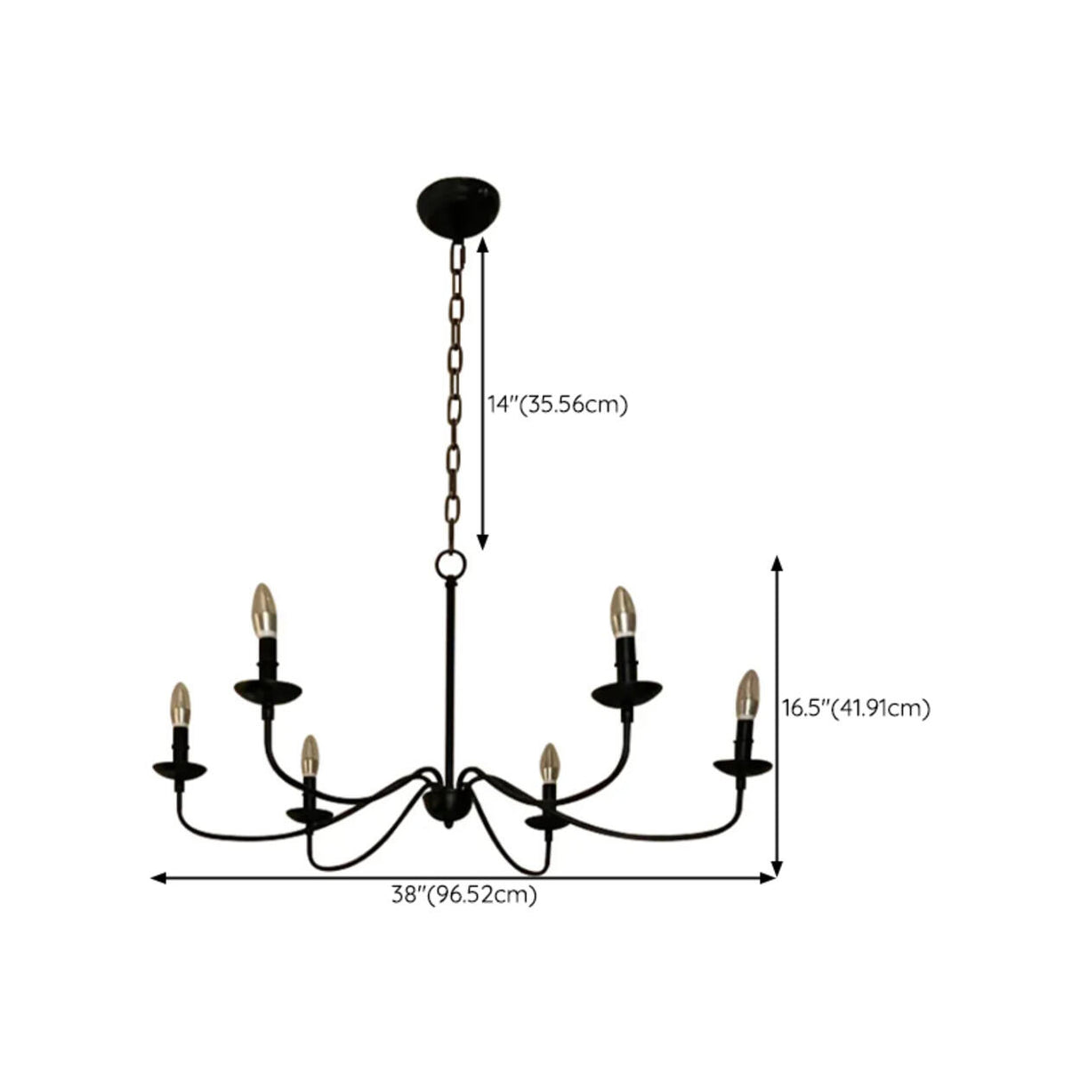 Rustic Black Iron Candle Chandelier Adjustable Height Image - 11