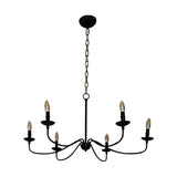 Rustic Black Iron Candle Chandelier Adjustable Height Image - 5