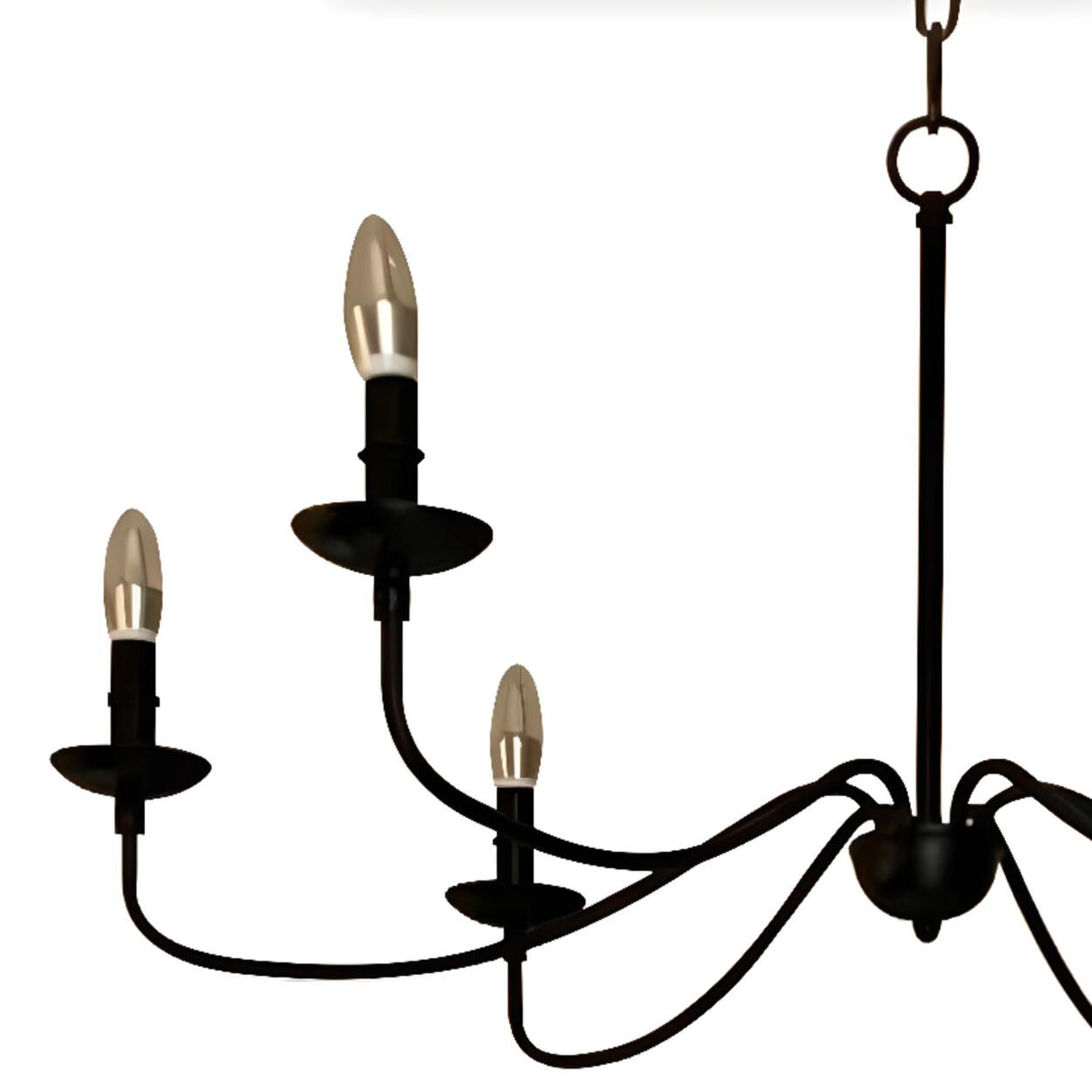 Rustic Black Iron Candle Chandelier Adjustable Height Image - 9