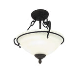 Rustic Bowl Glass Black Rope Semi-Flush Mount Light Image - 3