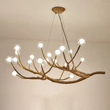 Rustic Branch Wooden Chandelier Dining Room Natural Image - 6