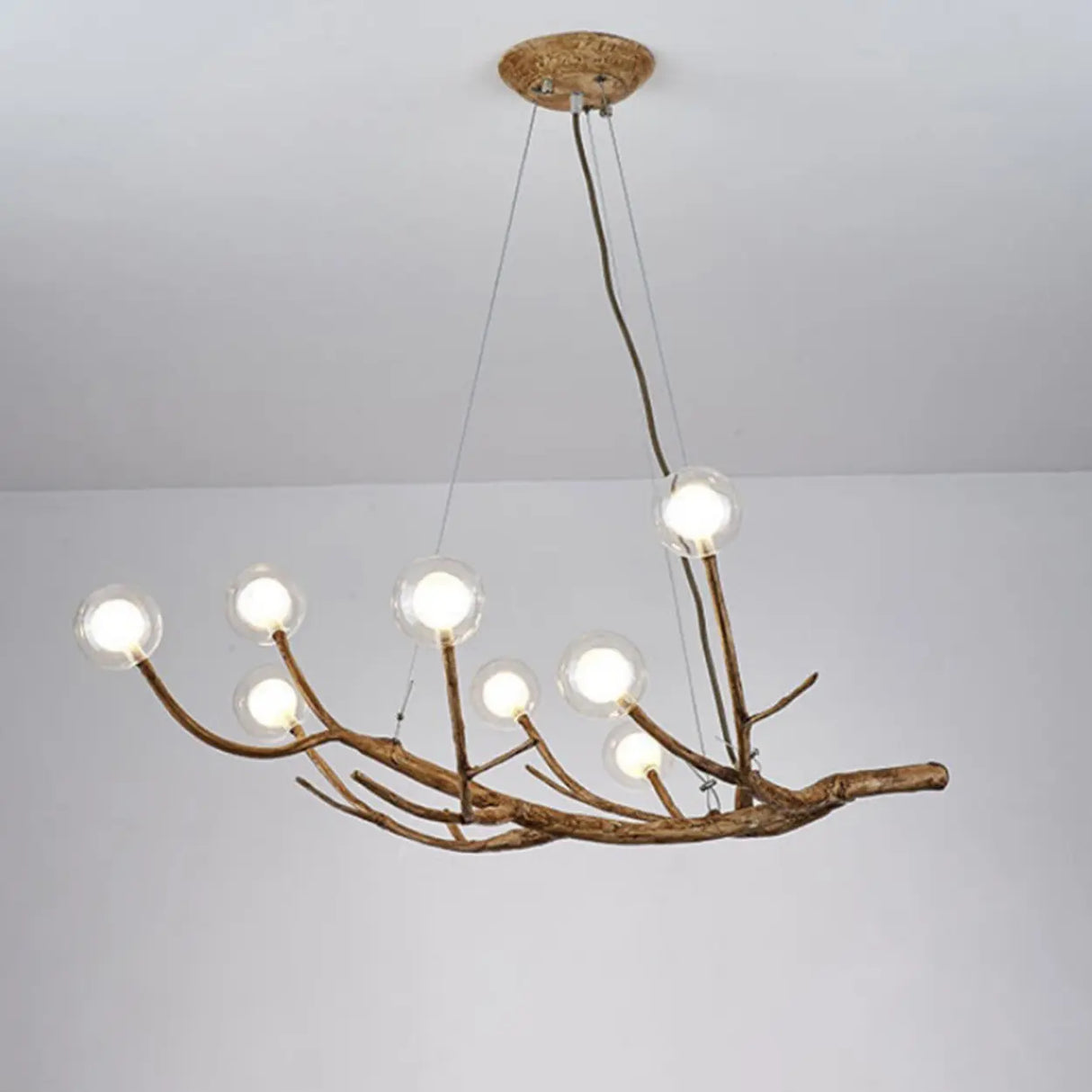 Rustic Branch Wooden Chandelier Dining Room Natural Image - 7