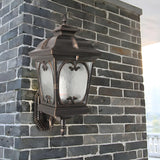 Rustic Bronze Birdcage Glass Outdoor Wall Light Sconce Image - 1