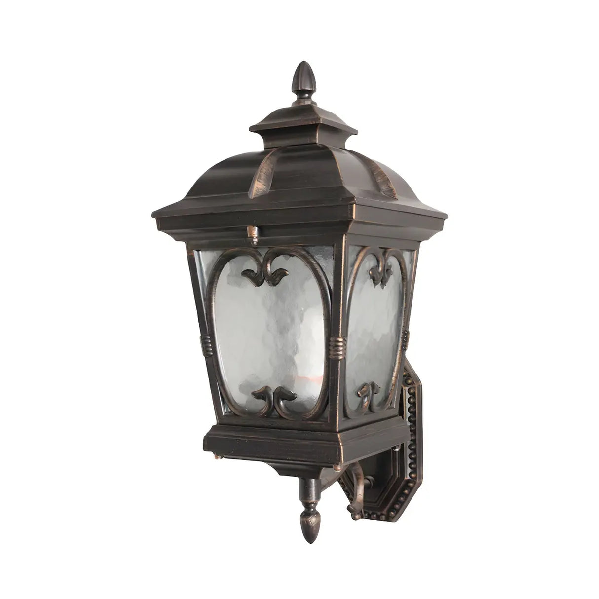 Rustic Bronze Birdcage Glass Outdoor Wall Light Sconce Image - 3