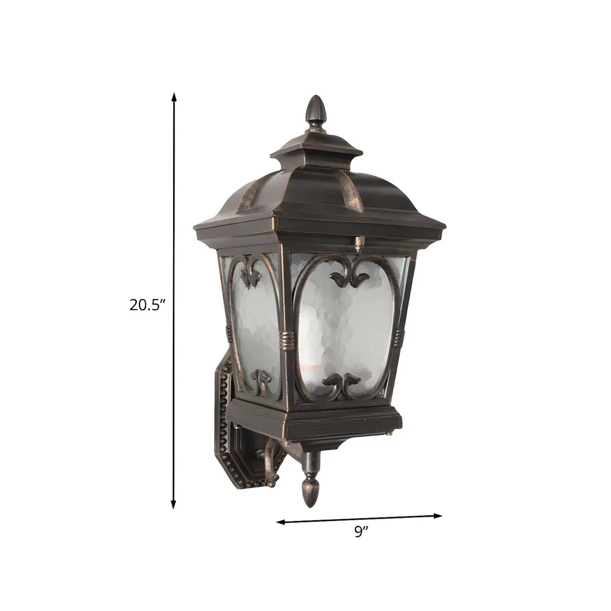 Rustic Bronze Birdcage Glass Outdoor Wall Light Sconce 