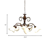 Rustic Brown Bronze Bell Opal Glass Flower Chandelier #size