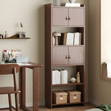 Rustic Brown Cabinets Storage Wood Vertical Bookshelf Image - 1