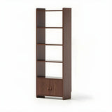 Rustic Brown Cabinets Storage Wood Vertical Bookshelf Image - 2