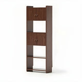 Rustic Brown Cabinets Storage Wood Vertical Bookshelf Image - 3