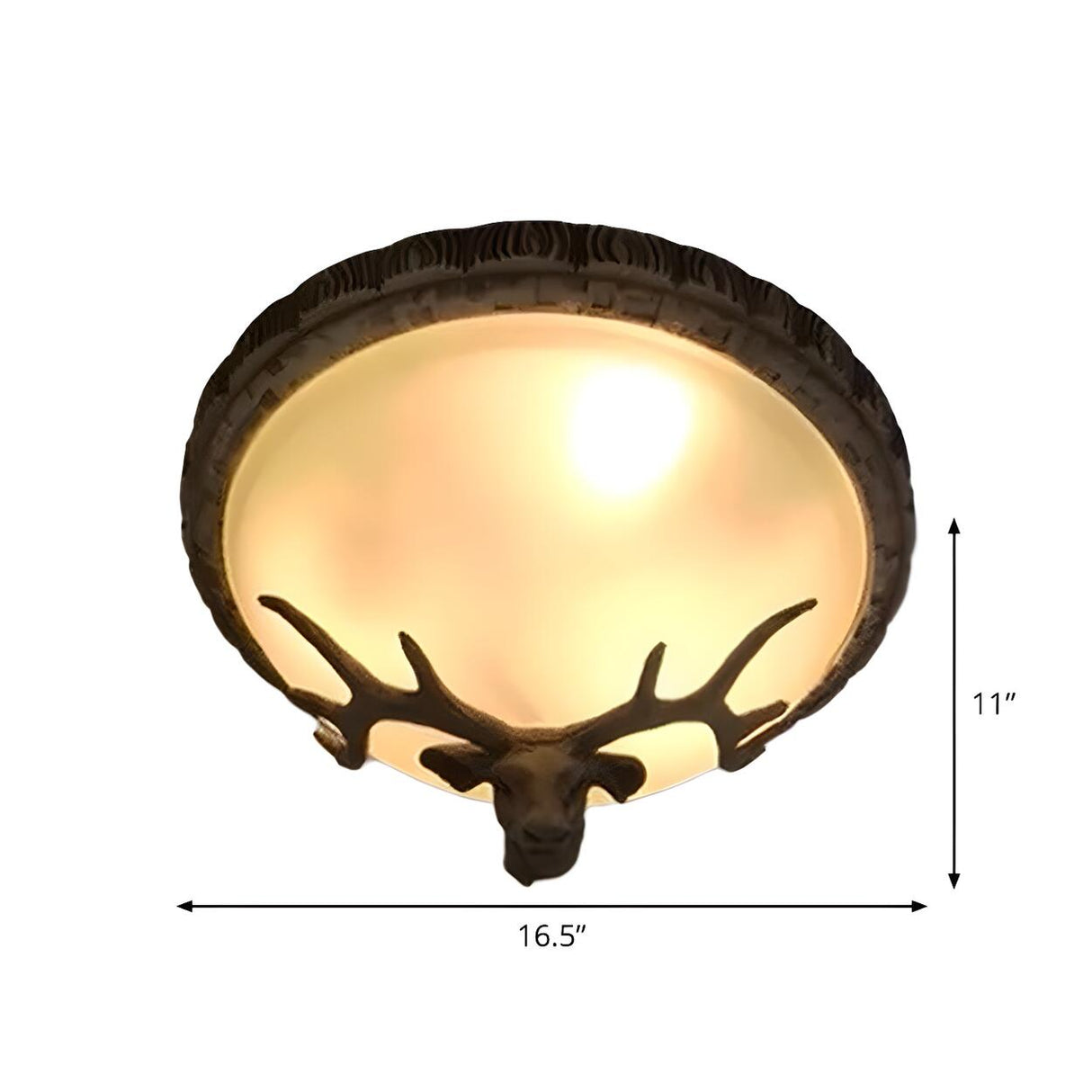 Rustic Brown Deer Dome Resin Flush Mount Ceiling Light 