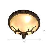 Rustic Brown Deer Dome Resin Flush Mount Ceiling Light #size