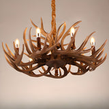 Rustic Brown Resin Antler Candle Bulbs Chandelier Image - 6