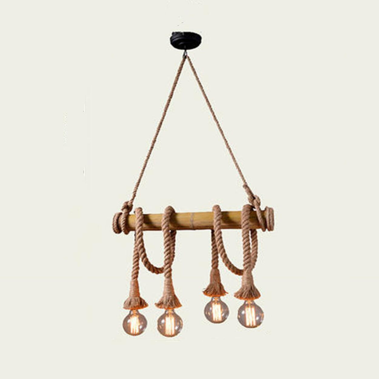 Rustic Brown Rope Kitchen Island Chandelier Lighting Image - 6