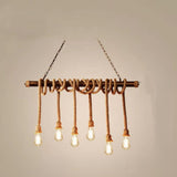 Rustic Brown Rope Kitchen Island Chandelier Lighting Image - 7