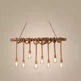 Rustic Brown Rope Kitchen Island Chandelier Lighting Image - 8