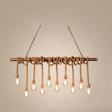 Rustic Brown Rope Kitchen Island Chandelier Lighting Image - 9