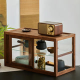 Rustic Brown Small Rectangular Wood Display Cabinet Image - 2