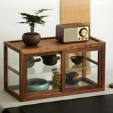 Rustic Brown Small Rectangular Wood Display Cabinet Image - 3