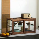 Rustic Brown Small Rectangular Wood Display Cabinet Image - 4