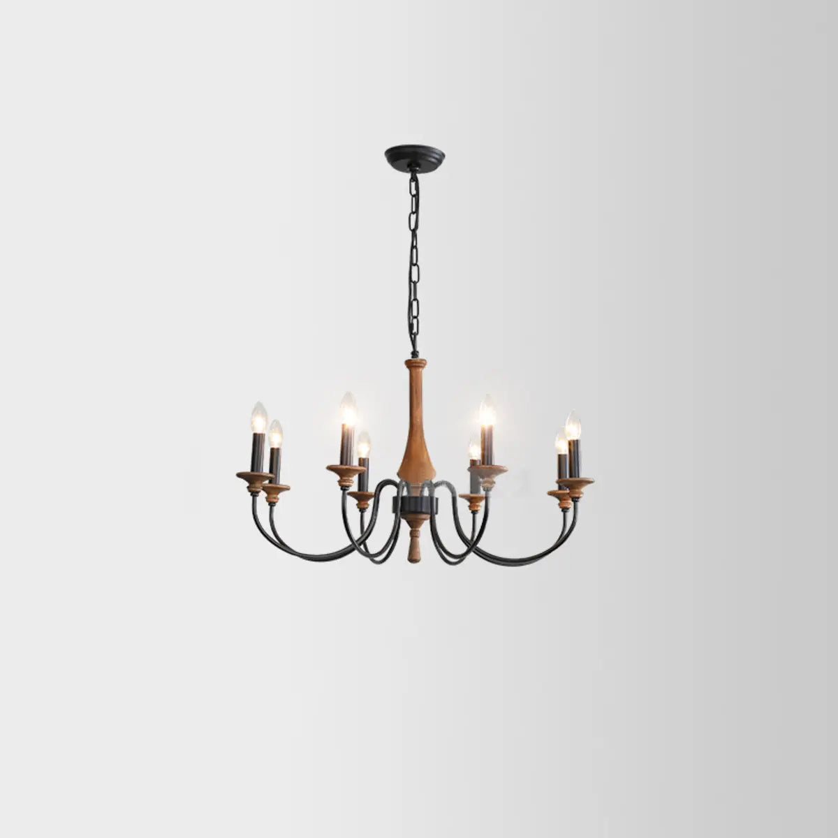 Rustic Candle Black Branch Wood Dining Room Chandelier Image - 3