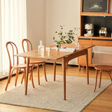 Rustic Casual Rectangle Cherry Wood Dining Table Extension Image - 1