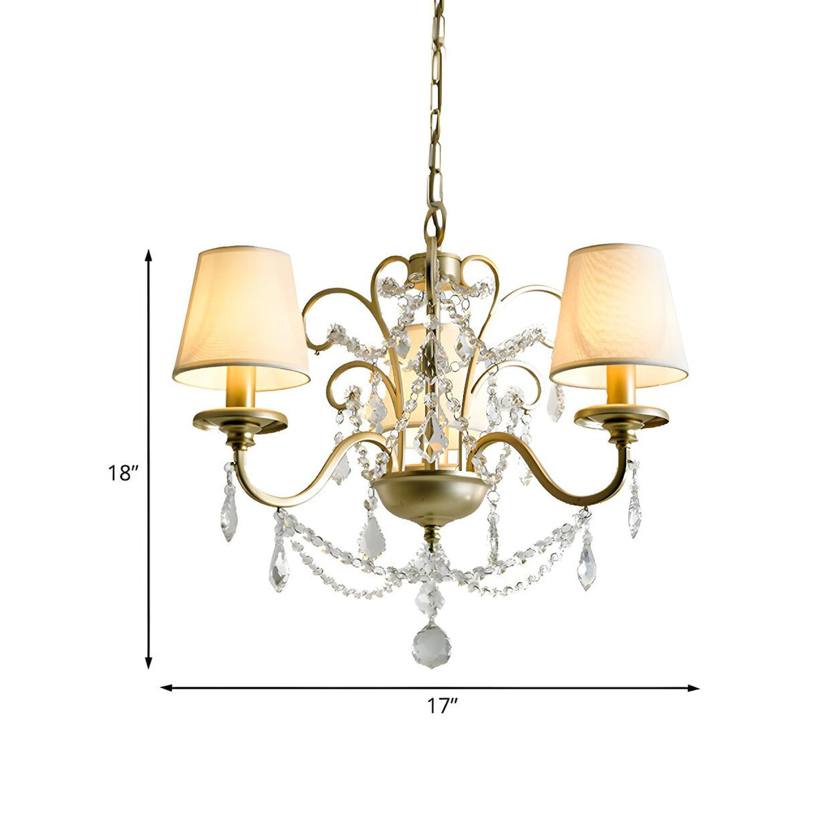 Rustic Classic Gold Crystal Fabric Barrel Chandelier Image - 4