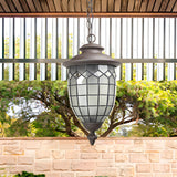 Rustic Coffee Lantern Frosted Glass Outdoor Pendant Light Image - 2