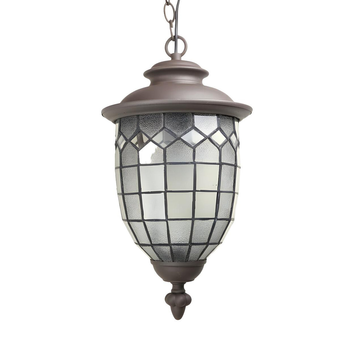 Rustic Coffee Lantern Frosted Glass Outdoor Pendant Light Image - 3