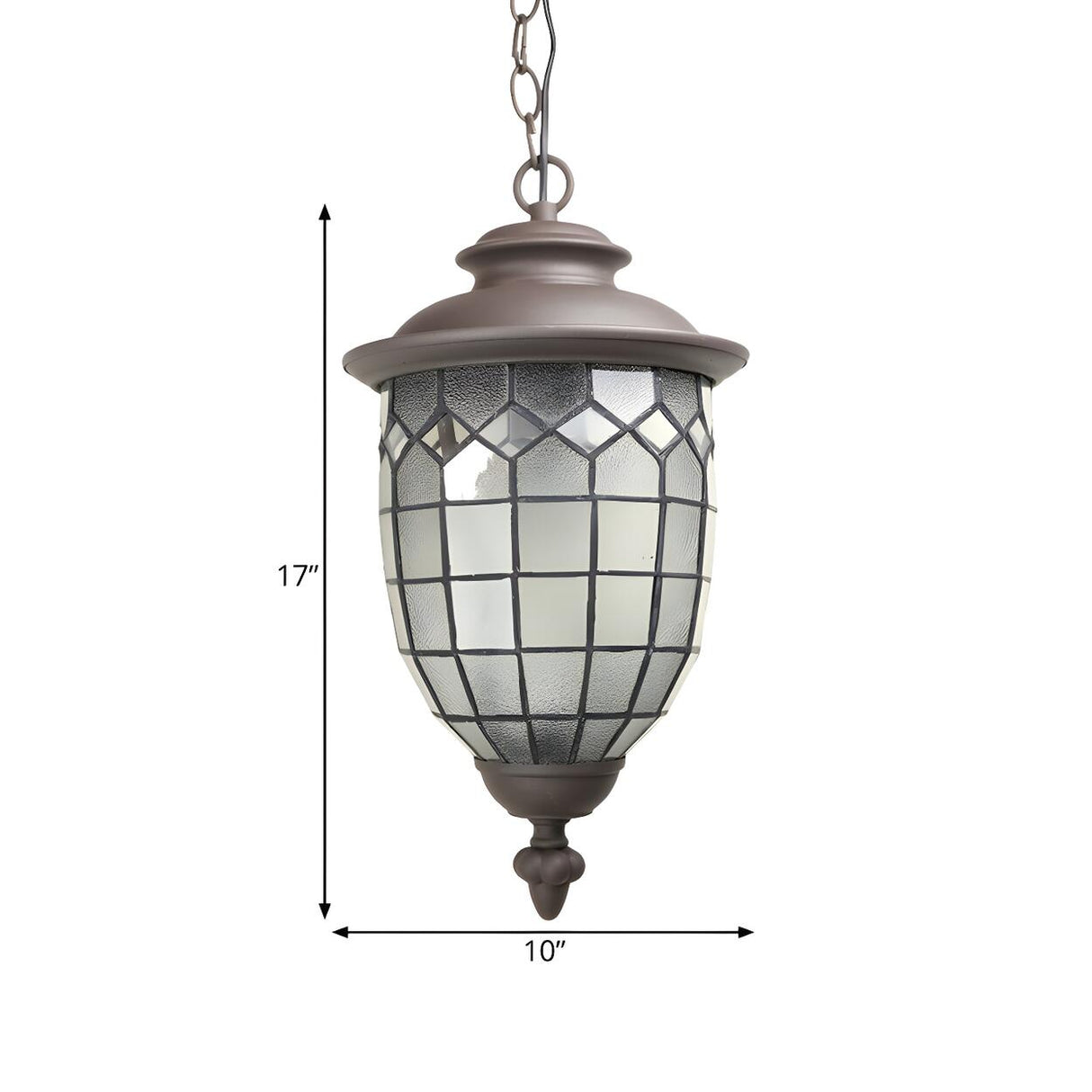 Rustic Coffee Lantern Frosted Glass Outdoor Pendant Light 