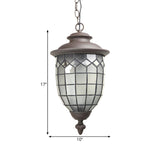 Rustic Coffee Lantern Frosted Glass Outdoor Pendant Light #size