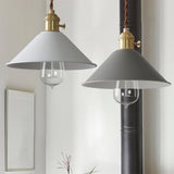 Rustic Cone Brass Pendant Light Adjustable Height Image - 1