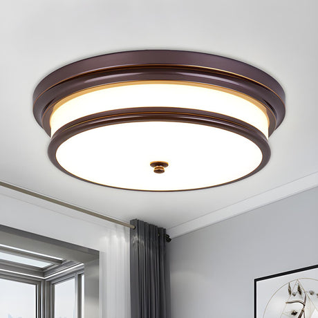 Rustic Corridor Drum LED Flush Mount Ceiling Light Image - 1