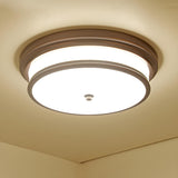 Rustic Corridor Drum LED Flush Mount Ceiling Light Image - 2