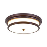 Rustic Corridor Drum LED Flush Mount Ceiling Light Image - 3