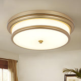 Rustic Corridor Drum LED Flush Mount Ceiling Light Image - 4