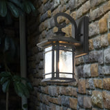 Rustic Curved and Square Exterior Lantern Wall Sconce Image - 1