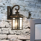 Rustic Curved and Square Exterior Lantern Wall Sconce Image - 6