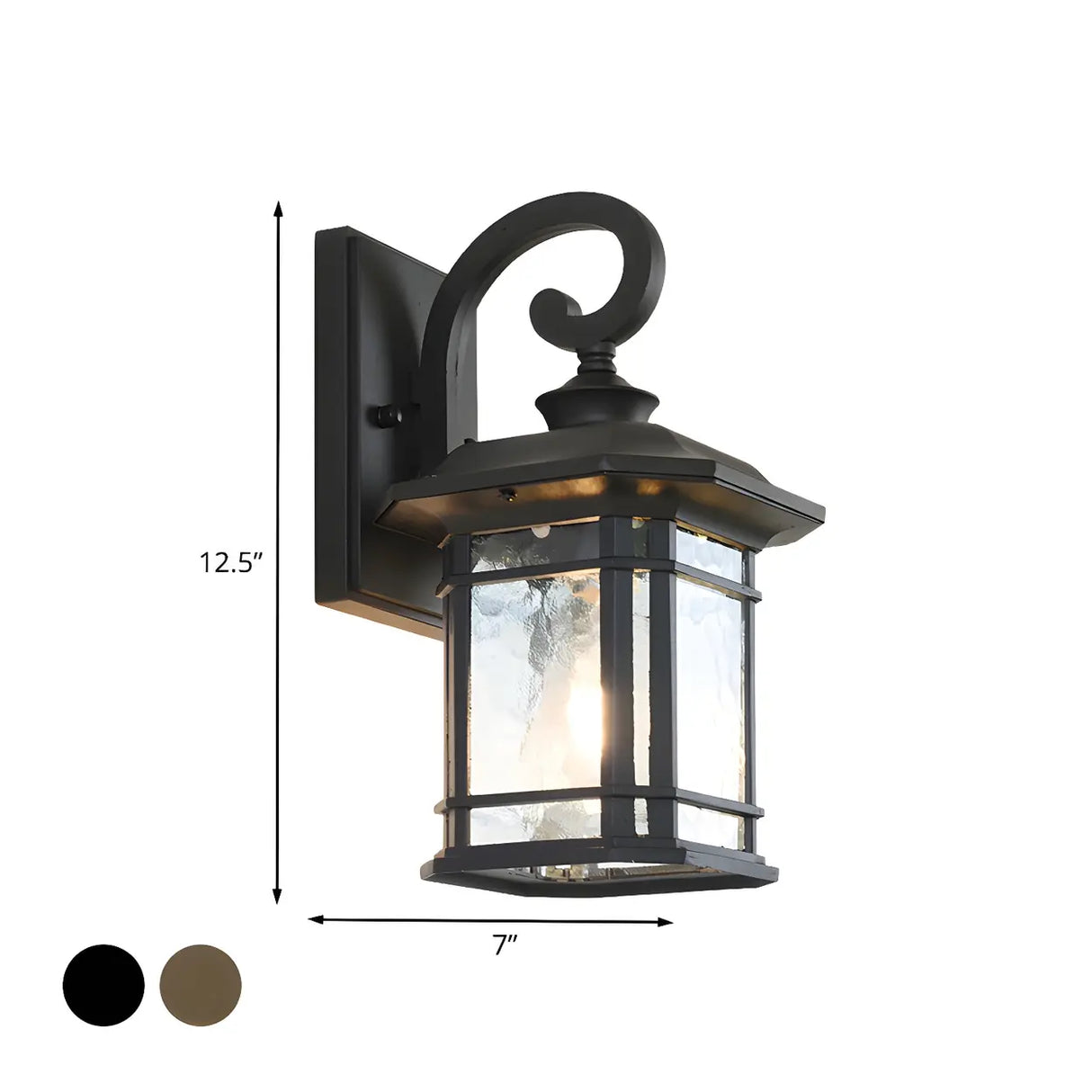 Rustic Curved and Square Exterior Lantern Wall Sconce 