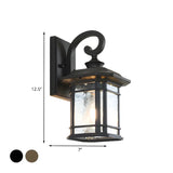 Rustic Curved and Square Exterior Lantern Wall Sconce #size