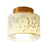 Rustic Deer Cylinder Fabric Semi-Flush Mount Light Image - 9