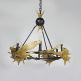 Rustic Dining Room Antler Candle Pendant Chandelier Image - 4