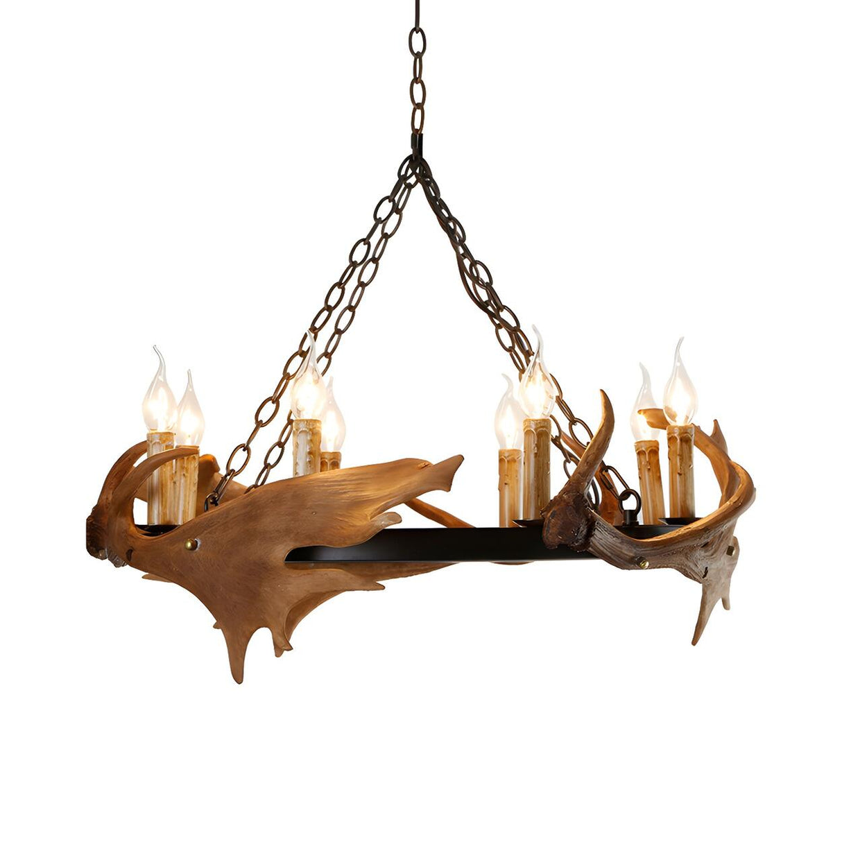 Rustic Dining Room Antler Candle Pendant Chandelier Image - 5