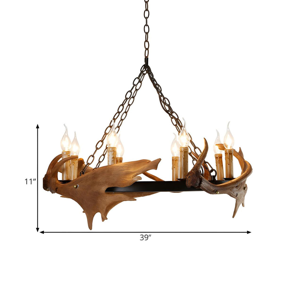 Rustic Dining Room Antler Candle Pendant Chandelier Image - 8